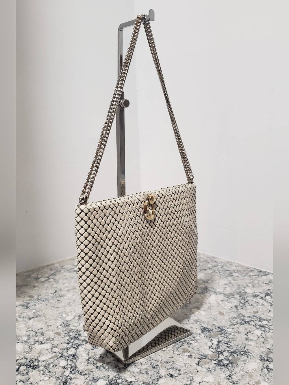 Whiting & Davis Ivory Mesh Vintage Handbag Shoulder Bag - Picture 3 of 11